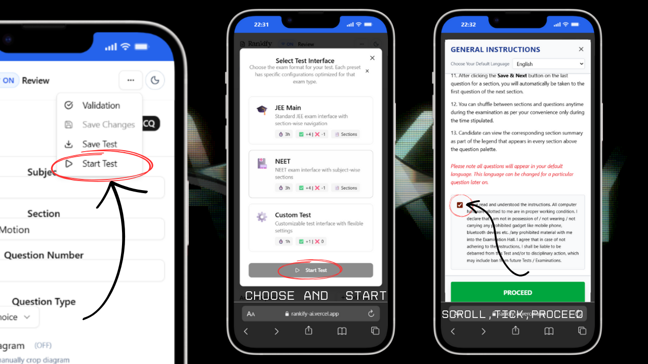 Test Settings Configuration Screenshot